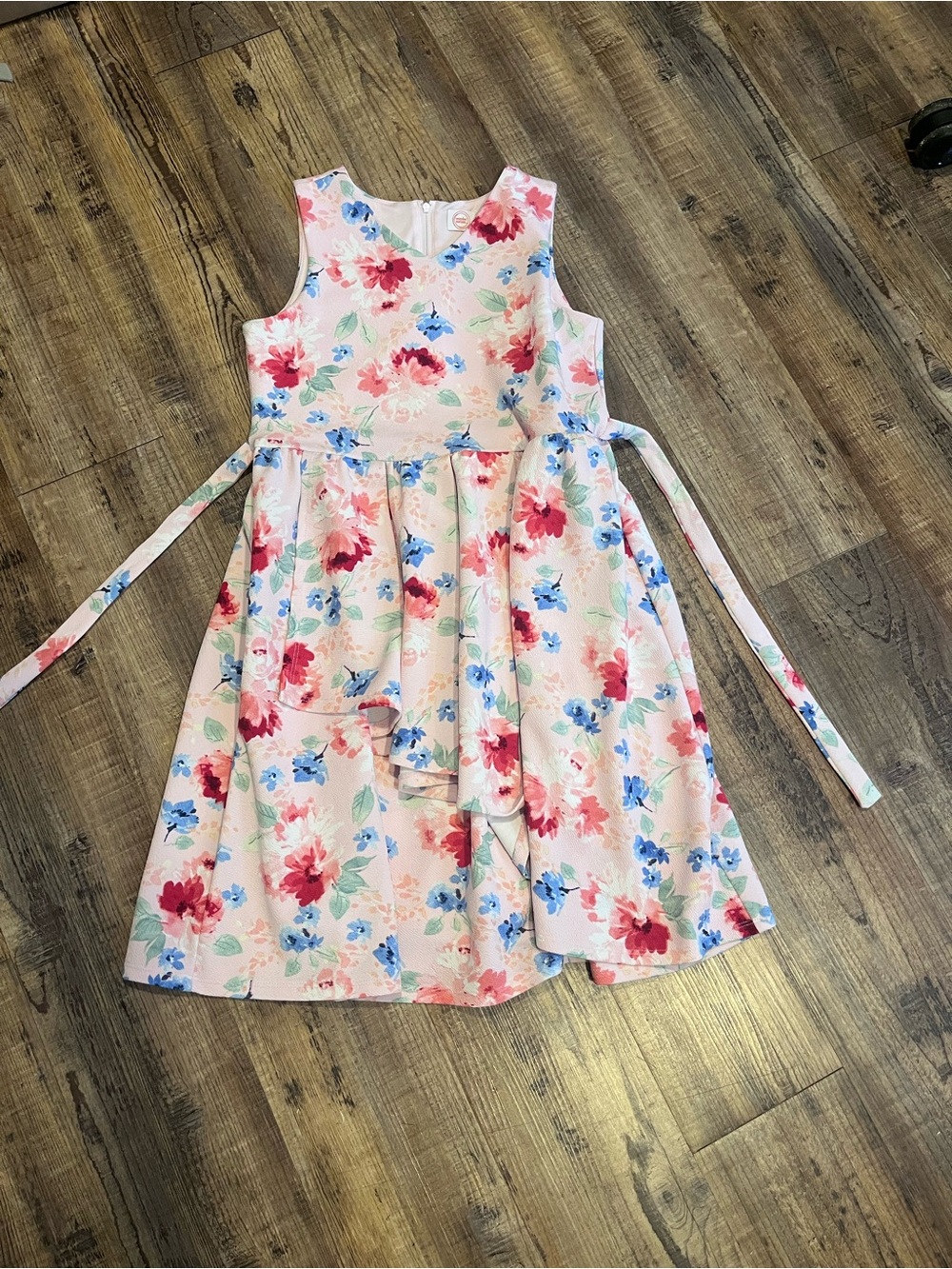wonder nation Pink Floral Sleeveless Tie-Waist Dress
